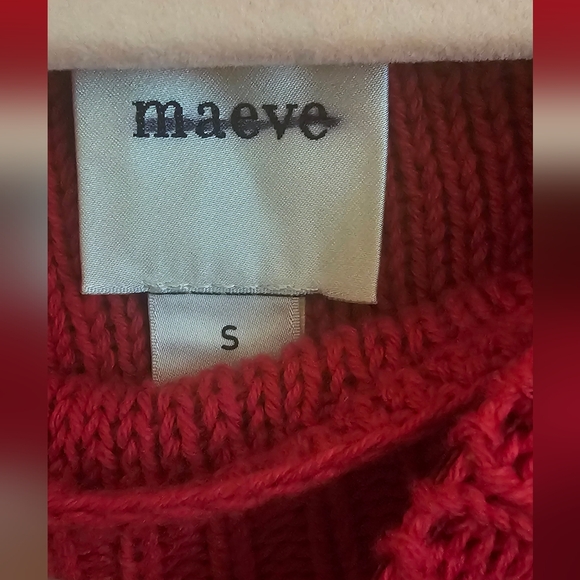 Anthropologie Maeve Red Crew Neck Sweater with Take Me To Milan - Picture 7 of 8